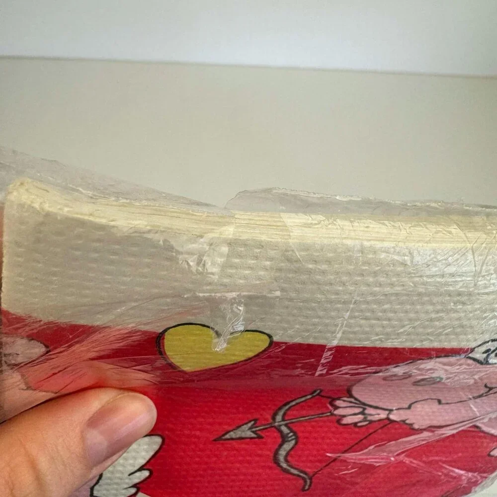 Vtg Paper Art Valentines Day Hearts Hippo‎ Paper Tablecloth Disposable 54x102 in